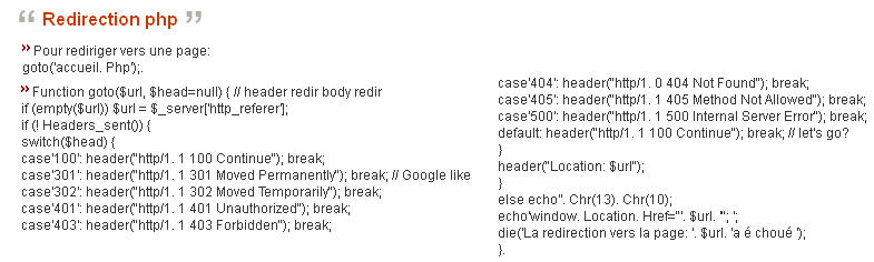 Redirection php Pour rediriger vers une page: goto('accueil. Php')